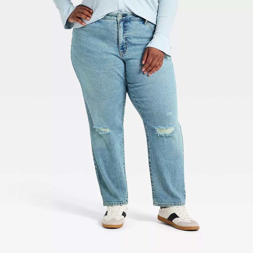 Women's Mid-Rise Boyfriend Jeans - Ava & Viv Medium Wash Size 26